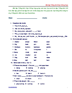 Bài tập Tiếng Anh Lớp 3 tổng hợp